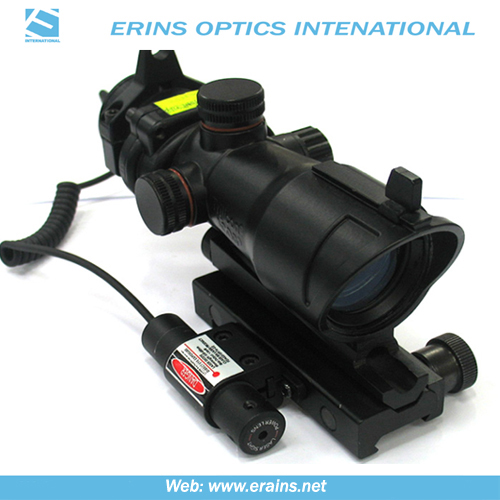 Trumpet shell green and red dot sight with windage and elevation adjust mechanism and mini red laser scope combo