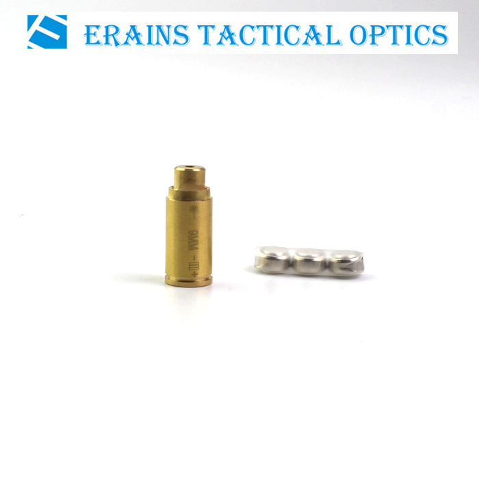 Erains Tac Optics Gold Full Brass Cal: . 9 Cartridge Red Laser Pointer Bore Sighter (ES-LCBS-11)