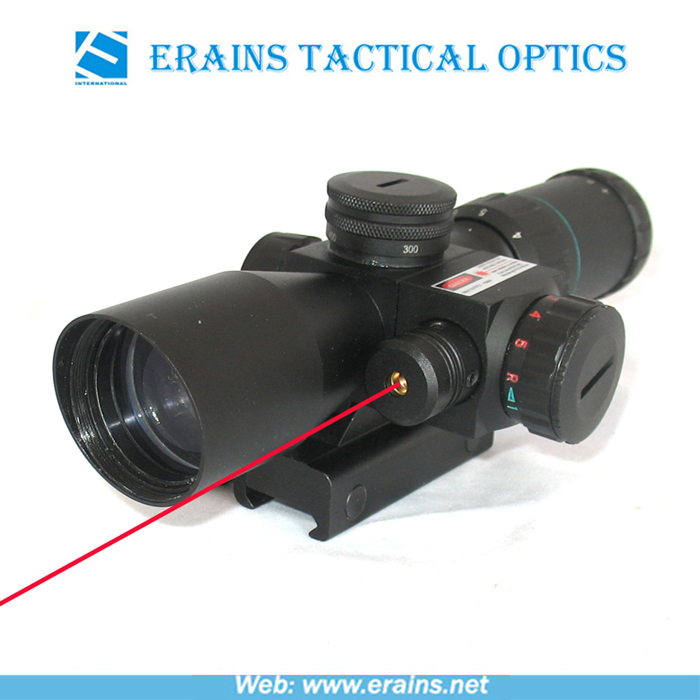 New compact 2.5-10X32 riflescope red green Mil-Dot Reticle with side attached red laser sight scope combo (FDA certified)