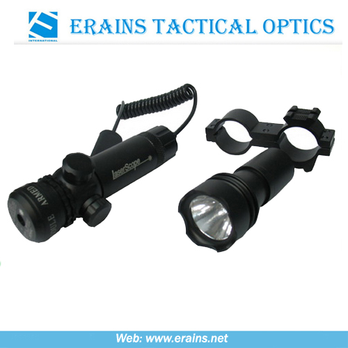 Green laser sight scope and flashlight replaceable combo