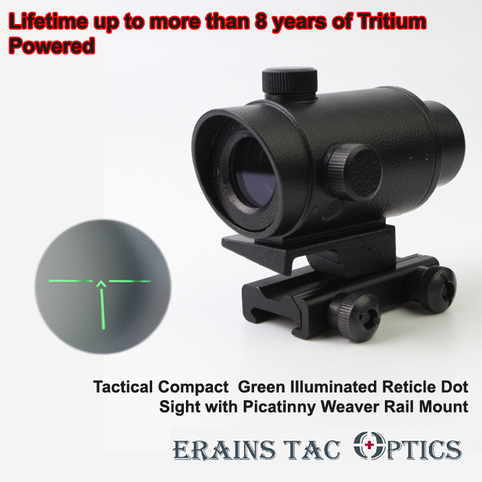 More Than 8 Years Tritium Power Illuminating Reticle Weaver Rail Tactical Red DOT Sight 