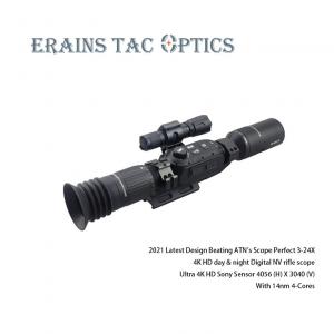 ES-NV-3-24X-4K-PRO Beating ATN's 4K PRO Scopes One Generation Higher Perfect Reticle Sight Tactical Hunting 4 cores True 4K PRO Ultra HD 3-24X Day & Night Digital Night Vision Weapon Rifle Sco