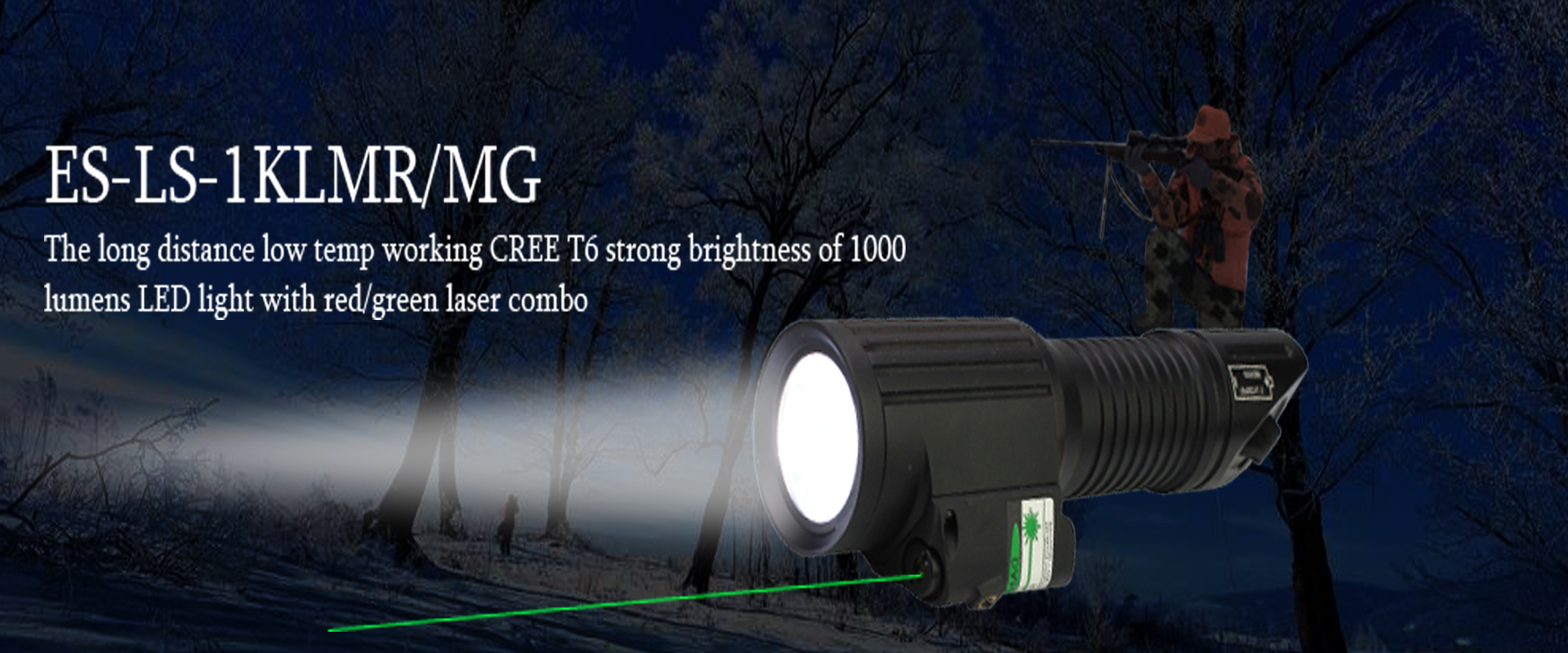 High brightness of 1000 lumens LED Flashlight with attached green laser, also varies of standard or compact LED light with laser combos for free selection.