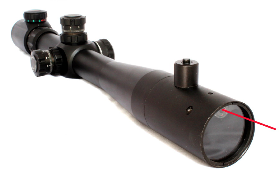 Erains Tactical Optics M14 4-14X40+R rifle scope of red green Mil-Dot Reticle with front inside red laser for Hunting Riflescope