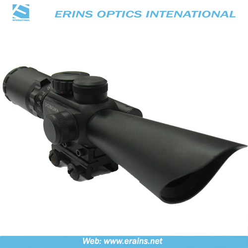 Compact 3.5-10X40 rifle scope red green Mil-Dot Reticle with side attached red laser sight combo