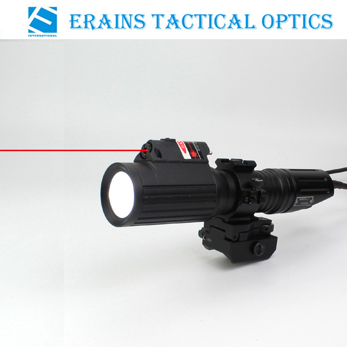 Tactical Professional Hunting 1000 Lumens CREE T6 LED Flashlight with Strobe Light Attached with Red Laser Sight