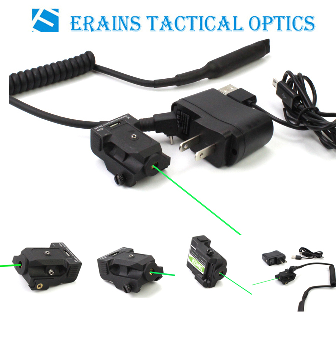 New Improved Design Tactical Sub compact rechargeable pistol green laser sight with tail pad switch