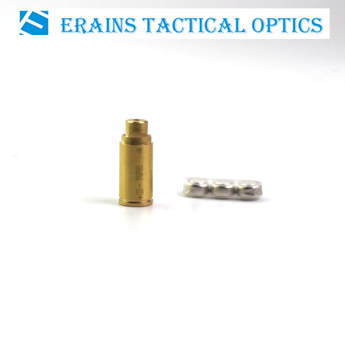 Erains Tac Optics Gold Full Brass Cal: . 9 Cartridge Red Laser Pointer Bore Sighter (ES-LCBS-11)