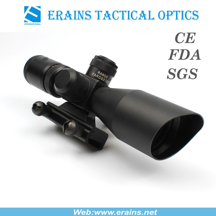 Compact 2.5-10X40 rifle scope red green Mil-Dot Reticle with side attached red laser sight scope combo