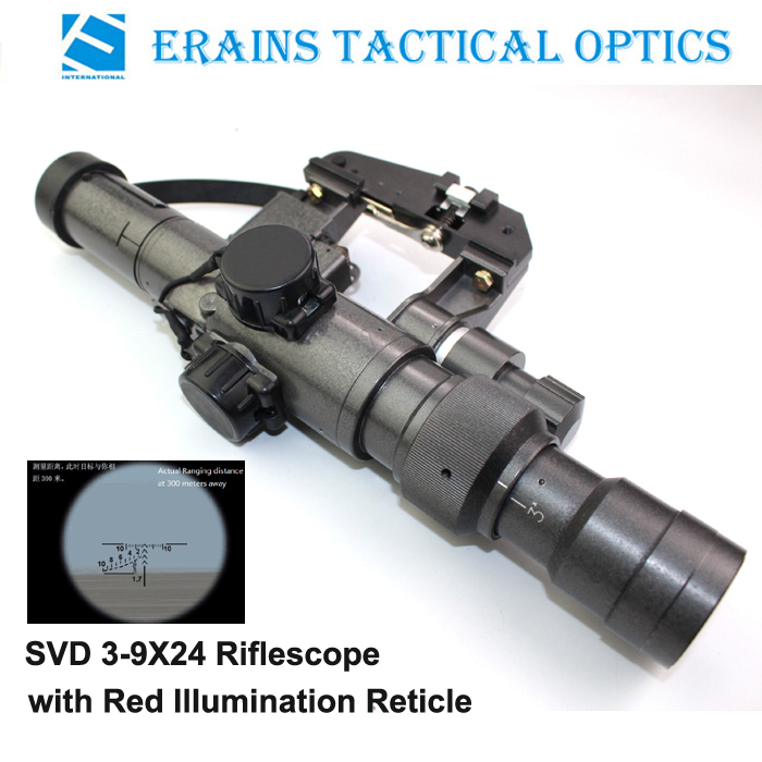 Military Standard Riflescope with Svd 3-9X24 Red Illuminated Reticle Rifle Scope