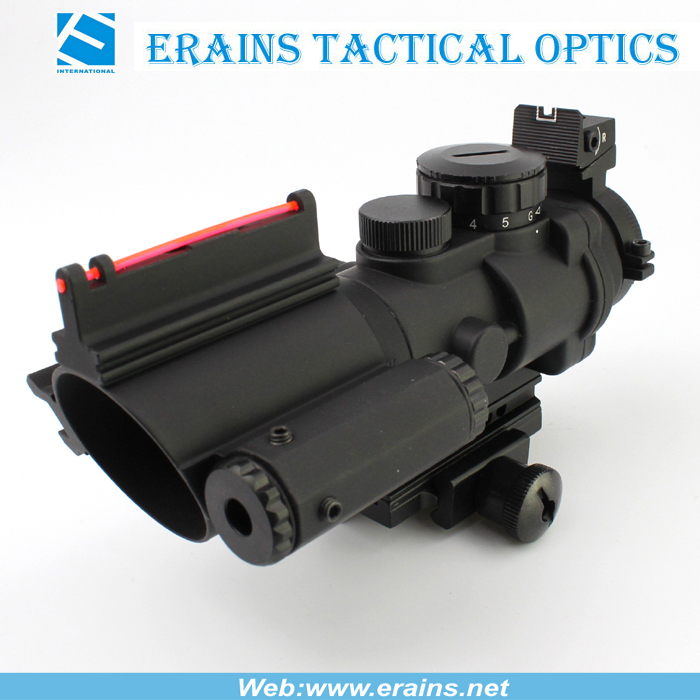 Prismatic Sight tactical sinper Fiber Optics 4X32 green/red illumination dot sight riflescope with red laser