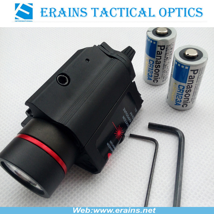 Tactical red laser sight and 200 lumen CREE Q5 LED light combo with strobe laser