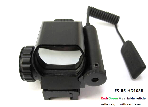 Erains Tac Optics Tactical Reflex Sight with 4 Variable Red DOT Reticles Scope with Red Laser Sight Attached